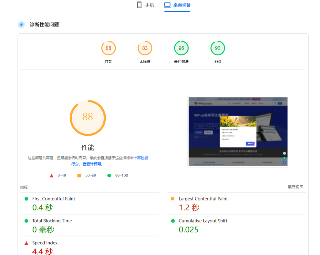 PageSpeed Insights性能诊断