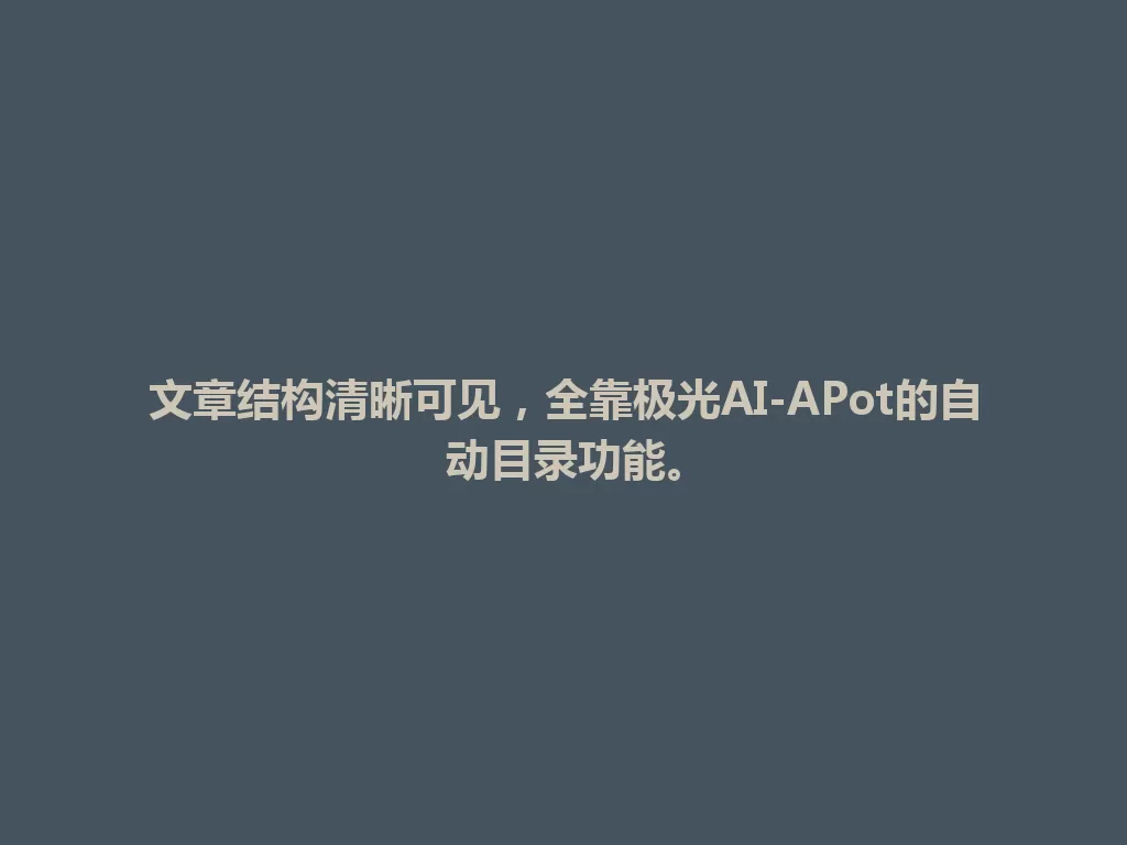 文章结构清晰可见，全靠极光AI-APot的自动目录功能。 一